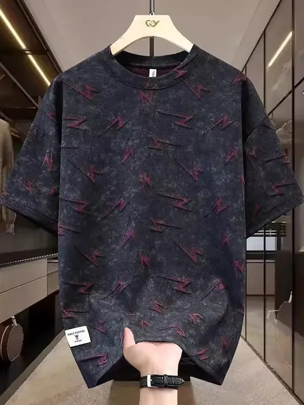 

Круглая футболка Ne ort Sve больших размеров 300, новинка лета, дизайн с вышивкой Sle, американская модная брендовая повседневная одежда