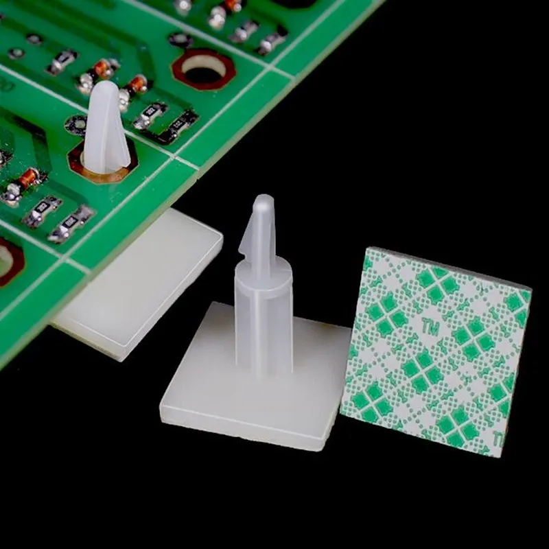 50pcs Plastic Pcb Pillar Stick on Standoff Spacer Screw Circuit Support Locking Snap-In Posts Fixed Clips Adhesive 3mm Hole Kit