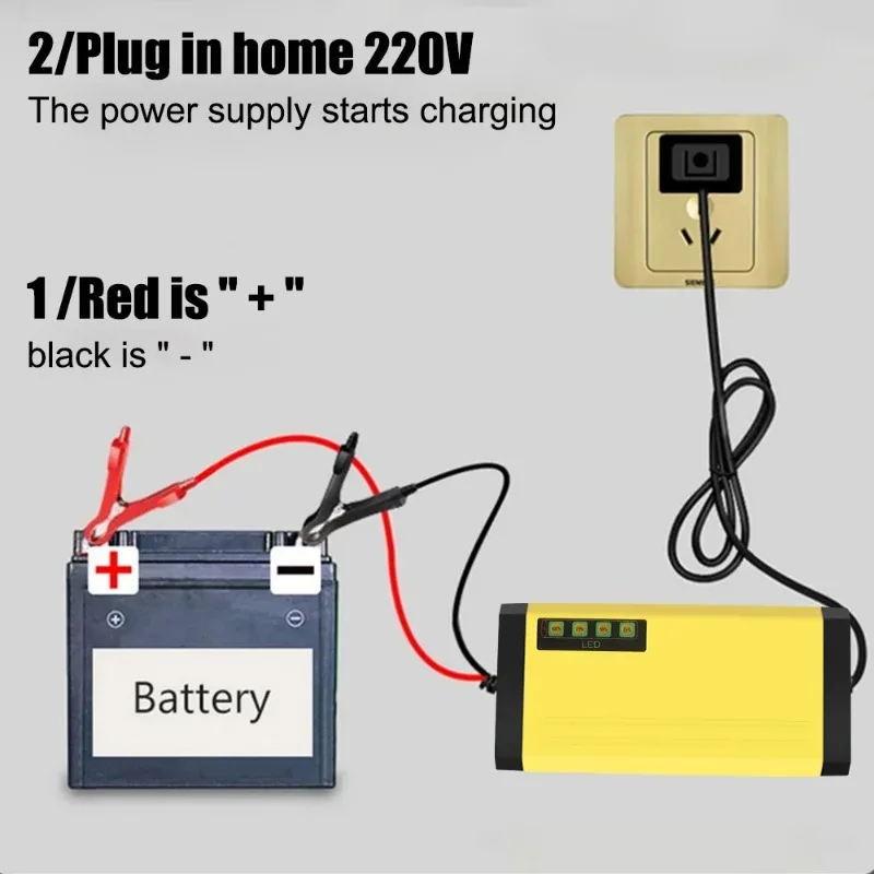 LED Display 12V 2A Moto Truck Battery Charger Wet Dry Lead Acid Battery Car Battery Charger 220V Power Puls Repair Charger