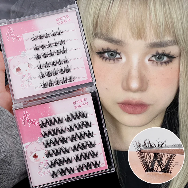 Faux Cils Individuels en Grappes, Doux, Naturels, Touffus, Optique, Segmenté, Outils d'Extension, Manga, Yeux, Cosplay, Maquillage, DIY