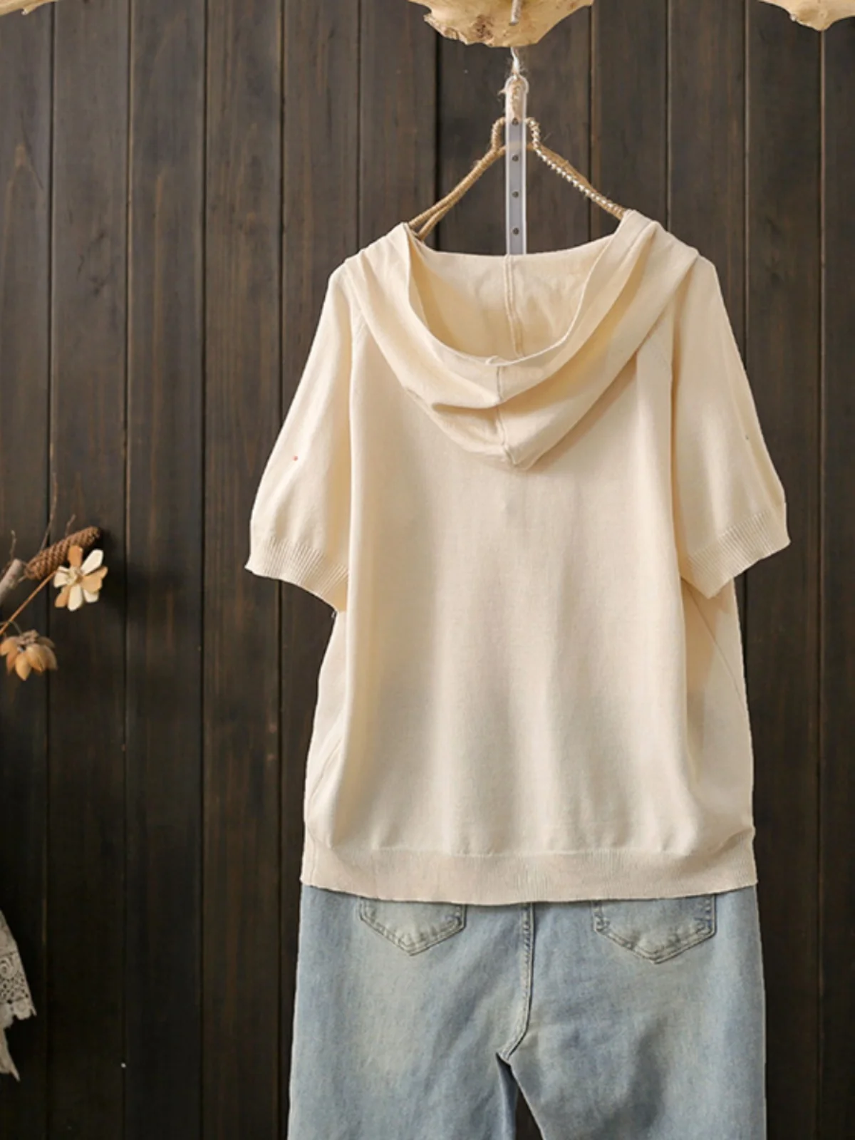 

Summer Large Size 200 Pou Hooded ort Sve T-irt Ice Silk Loose f Sve Sweatirt Anti-Aging Knitted Base irt