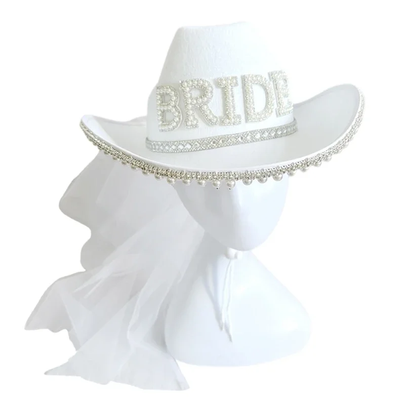 

Bachelorette Party Hat Bride To Be hat Bridal Shower Bride Cowboy Hat With Veil Bride Cowgirl Hat Bridal Party Hat Wholesale