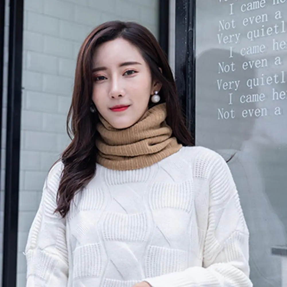 Winter Women Men Neckerchief Thick Plush Knitted Warm Cycling Neck Wrap Windproof Outdoor Skiing Skating Neck Warmer Unsiex