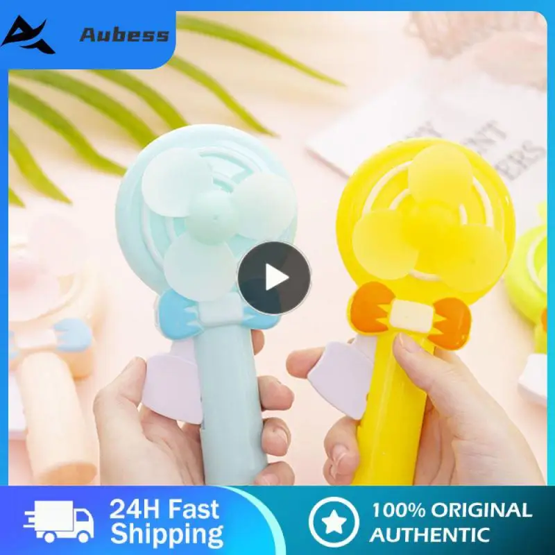 Summer Children Hand Press Portable Fan Cartoon Lollipop Shaped Easy Press Student Small Fan Household Mini Fan Handheld Fan