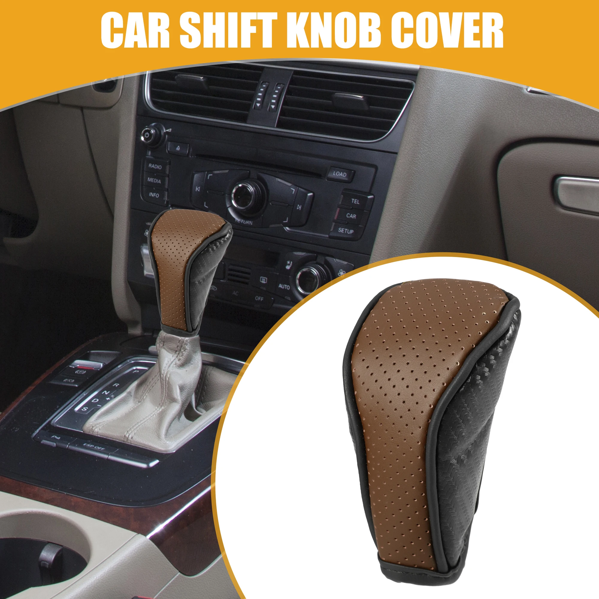 

UXCELL Car Gear Shift Collars Universal Faux Leather Car Knob Gear Protector with Zipper Breathable Interior Accessories