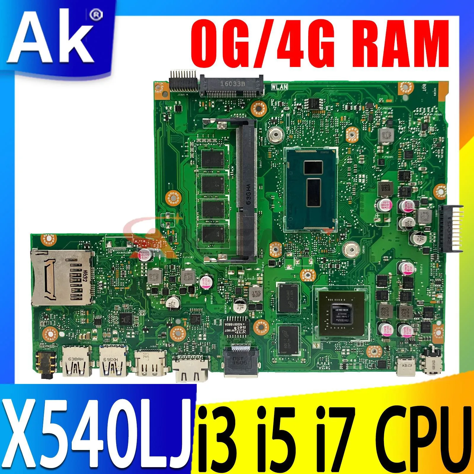 

Shenzhen X540LJ Laptop Motherboard I3 I5 I7 4th 5th Gen CPU 0GB 4GB RAM For Asus X540LJ X540L F540L X540 Notebook Mainboard