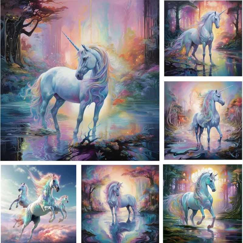 5D DIY Diamond Painting Unicorn Diamond Mosaic Picture Embroidery 2023 Rainbow Horse Handicraft Home Decor Kids Gifts