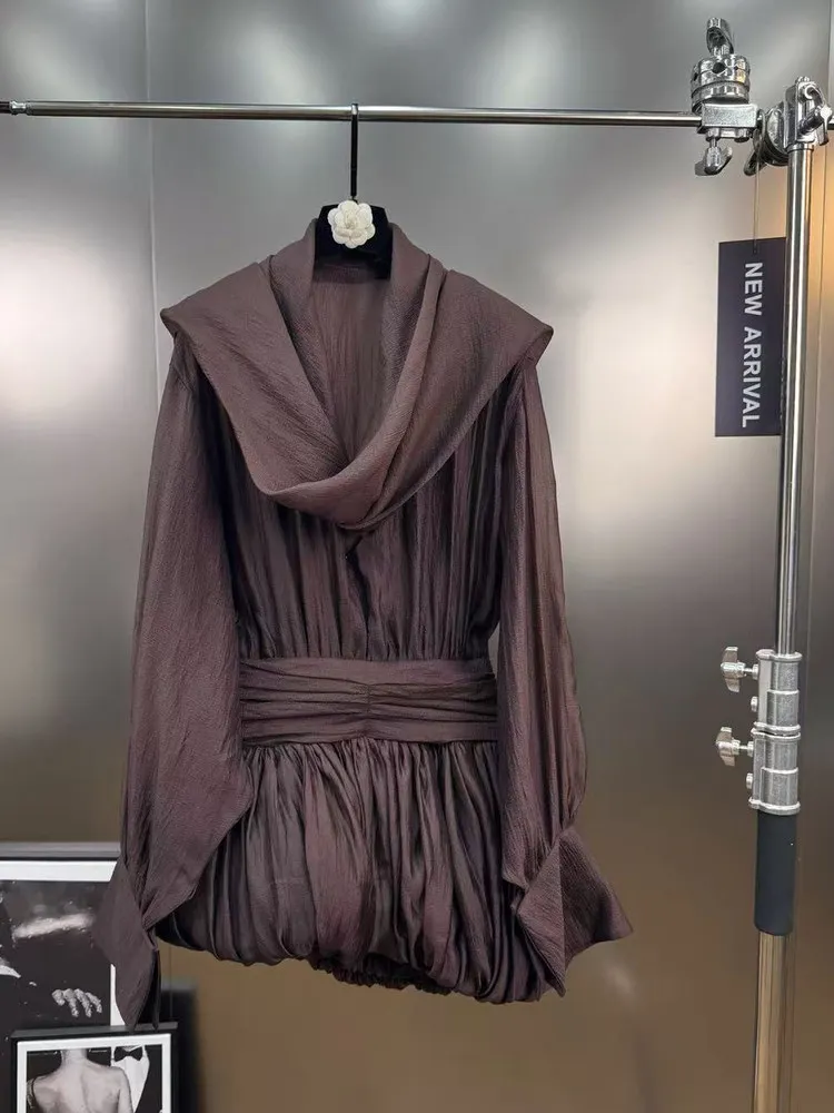 

Французское темпераментное мини-платье с v-образным вырезом и длинными рукавами, украшенное лентой, женские элегантные вечерние платья, прозрачное драпированное платье на день рождения