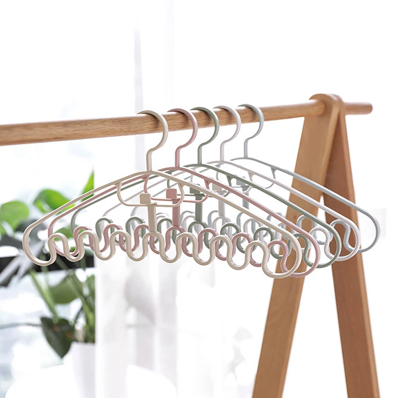 1pc Waves Multi-port Support Hangers for Clothes Drying Rack Multifunction Plastic Clothes Rack Drying Hanger Storage Hangers