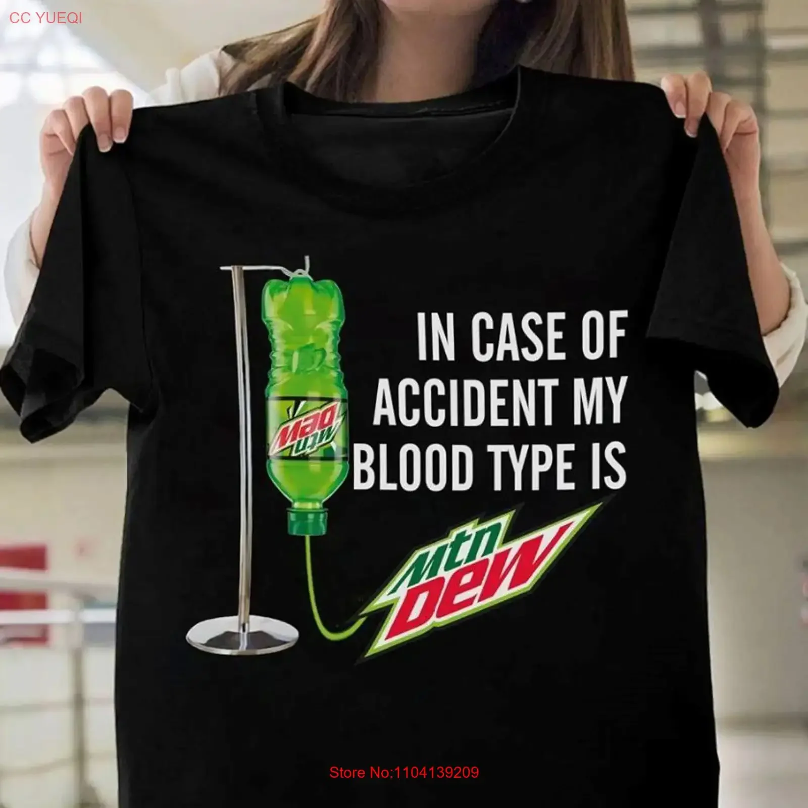 Em caso de acidente, meu tipo sanguíneo é Mountain Dew, camisa Z147 vintage lavada, unissex, confortável, elástica e respirável.
