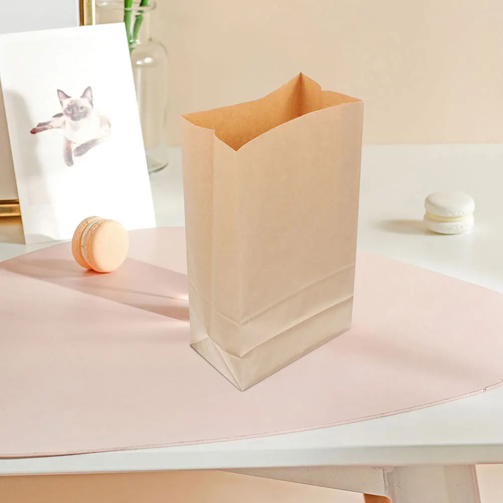 

20Pcs Greaseproof Kraft Paper Bags Flat Bottom Food Containers for Bread Candy Cookies Snacks Vegetables Fruits