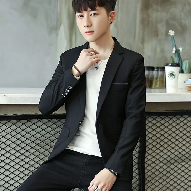 

Slim Fit Men's Casual Suit Jaet Single Piece Sli Korean Version Spring Faion Outerwear Polyester Viscose Blend