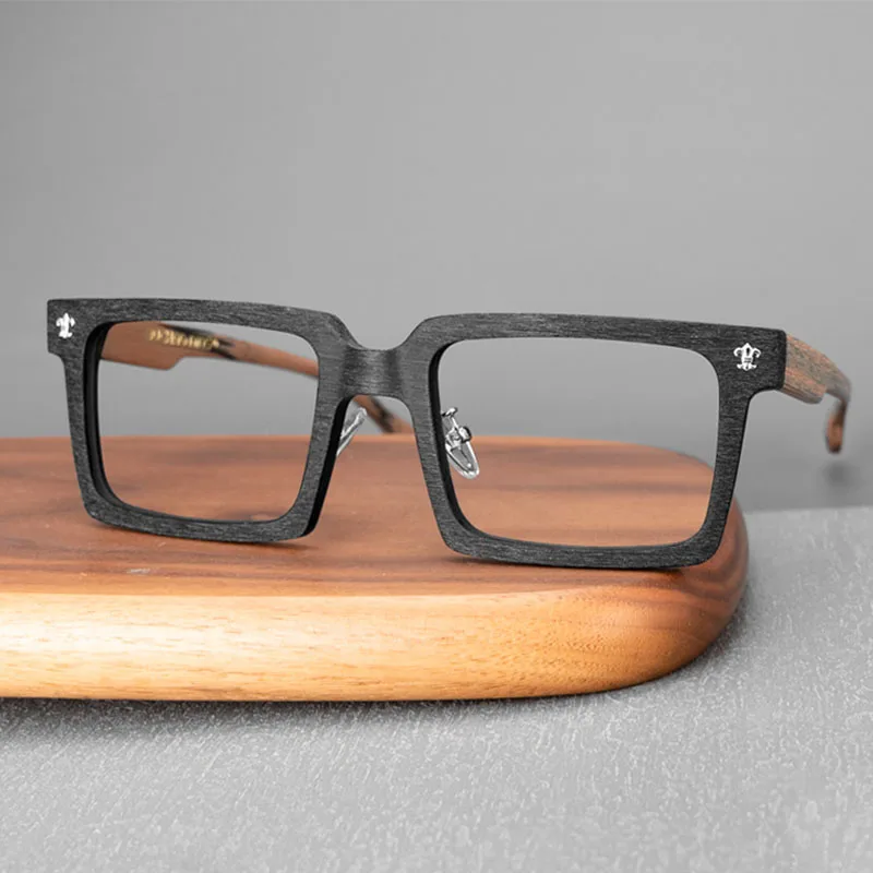 HDCRAFTER Retro Square Optical Eyewear Frame Men Wood Oversized Prescription Myopia Glasses Frames graduated lenses oculos