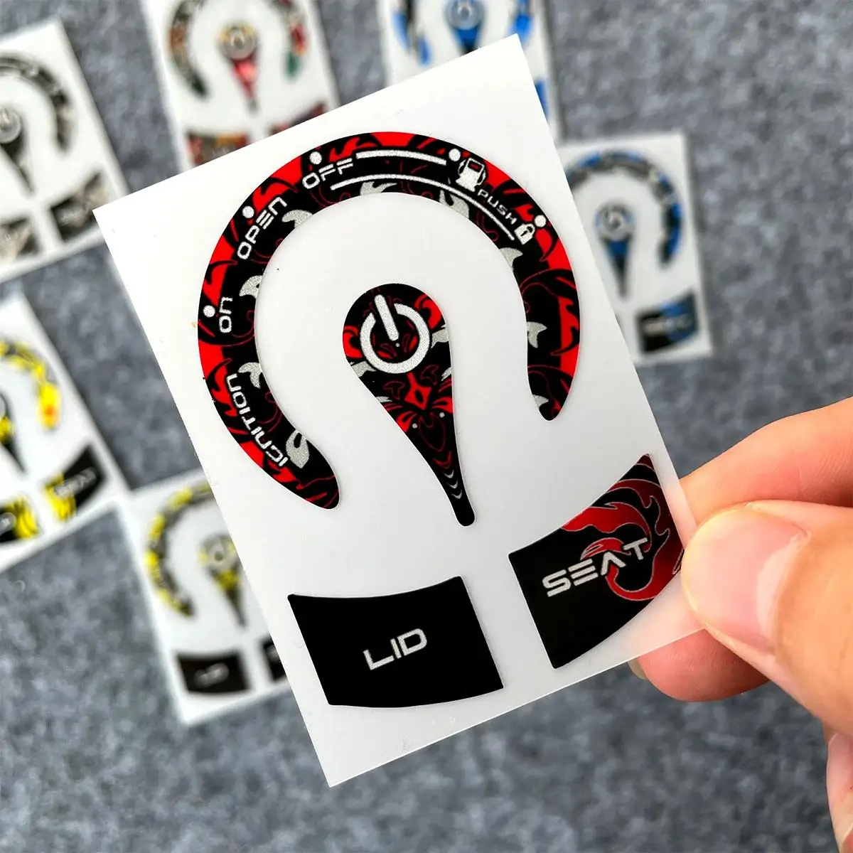 Holographic 2Pcs Motorcycle Ignition Switch Waterproof Vinyl Stickers for Scooter Modification