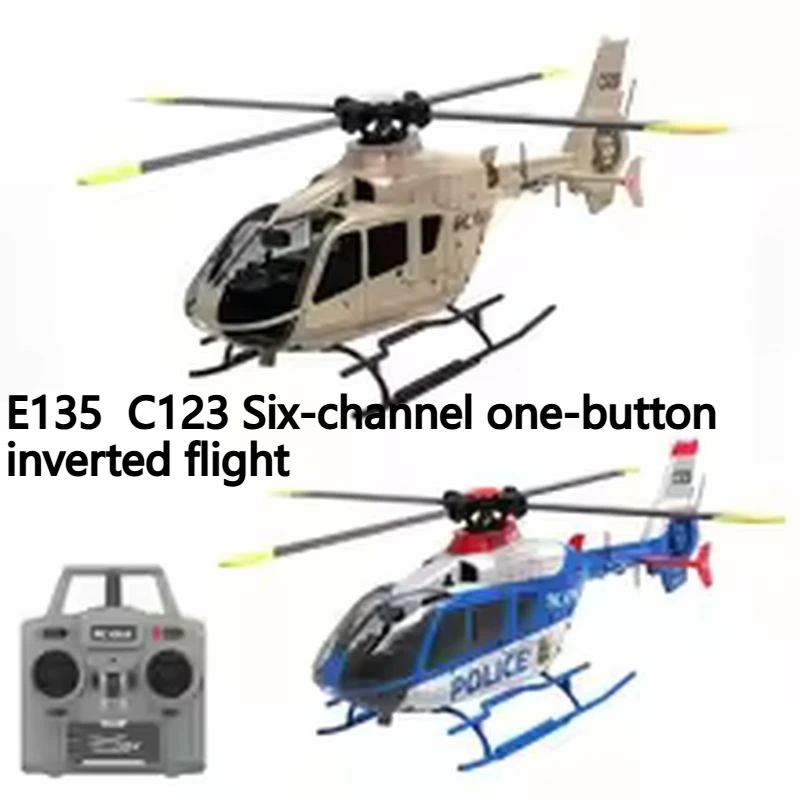 C123 6CH RC Helicopter EC135 Double Brushless Direct Drive Single Paddle Aileron Free Helicopter model 3D Optical Flow Toys