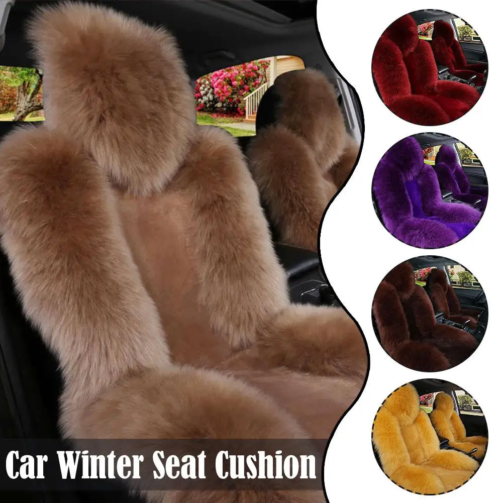 Universal Winter Car Seat Cushions Australian Sheepskin Autumn Cover Auto Seat Warm Winter Interior Fur Accessories Z3I4