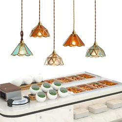 Vintage Colorful Glass Luxury Pendant Light Restaurant Bar Decoration Suspension Luminair Ceiling Hanging Lamp Coffee Chandelier