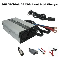 24V 5A 10A 15A Lead Acid Battery Charger 24 Volt 28.8V 20A RV Fast Charger XLR Copper Nose Clip Connector