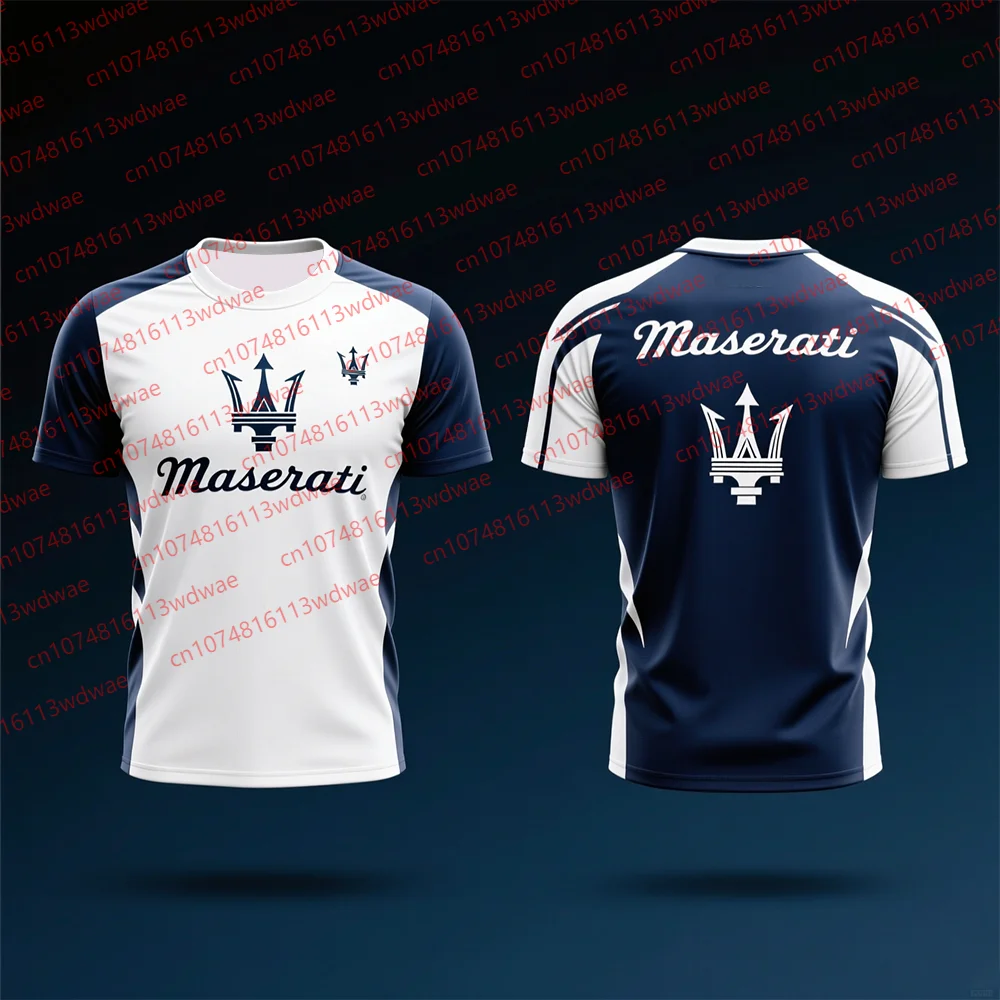 Camiseta Maserati Trident para hombre, camiseta deportiva informal de manga corta estilo carreras, camiseta transpirable de verano, camiseta ajustada para fanáticos de los coches, ropa de calle