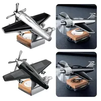 Car Essential Oil Diffuser Solar Airplane Air Freshener Wooden Base Fragrance Aromatherapy Diffuser Ornaments Auto Accessories