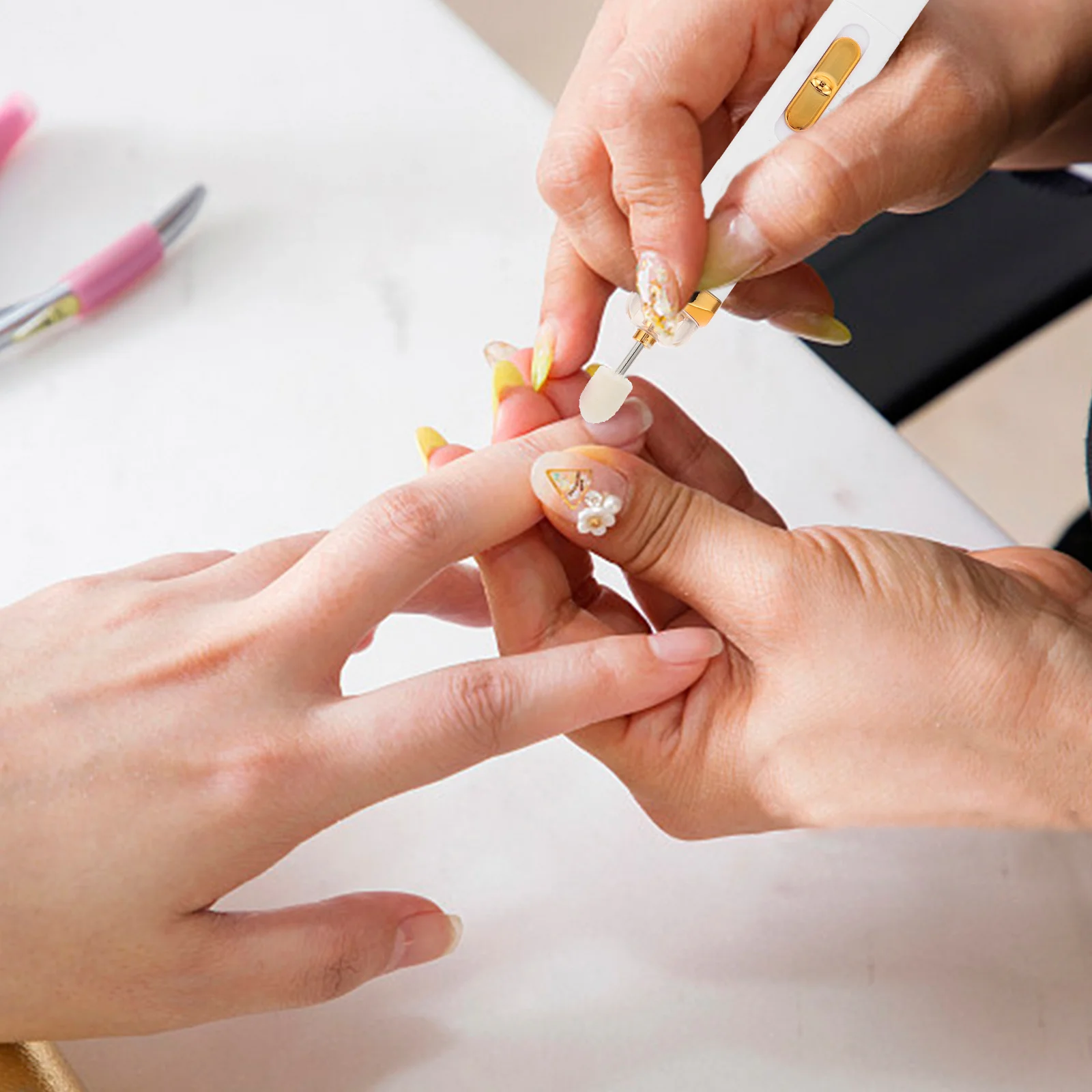 1 Juego de Lima de Uñas Eléctrica Portátil, Kit de Herramientas de Manicura para Uñas Acrílicas, Máquina de Taladro de Uñas Inalámbrica, Recargable por USB, Ligera