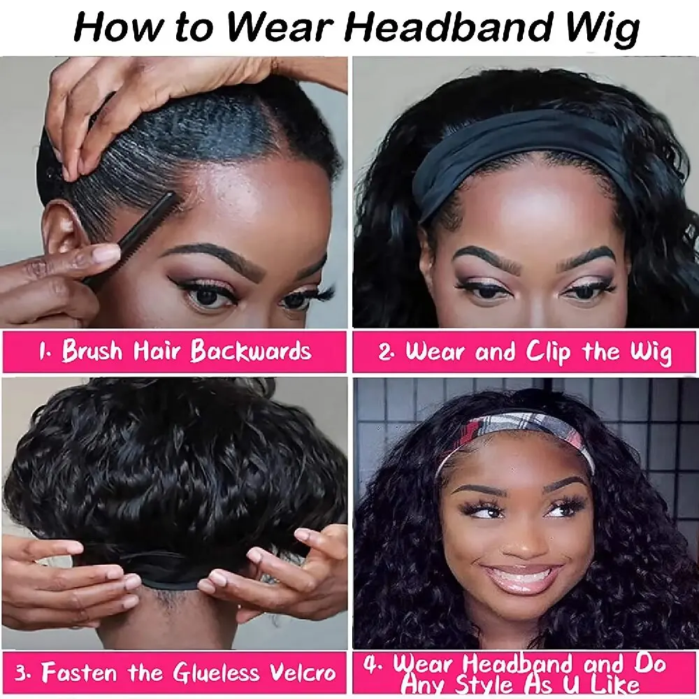 42 Inch Body Wave Headband Wig for Women Human Hair Glueless Wear and Go Glueless  Brazilian Virgin Human Hair 200 Density image 5