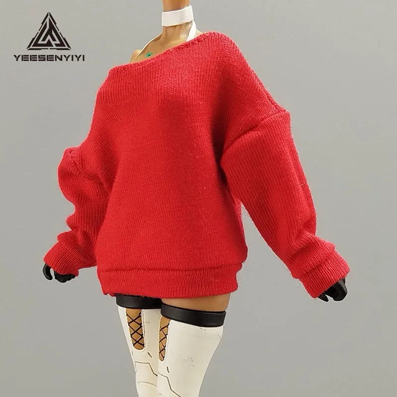 سويت شيرت نسائي كبير الحجم مكشوف الكتفين مقاس 1/12 مقاس 6 بوصات لشخصية الحركة | قمة دمية BJD مقاس 6 بوصات | الزي مجسمات 15 سم