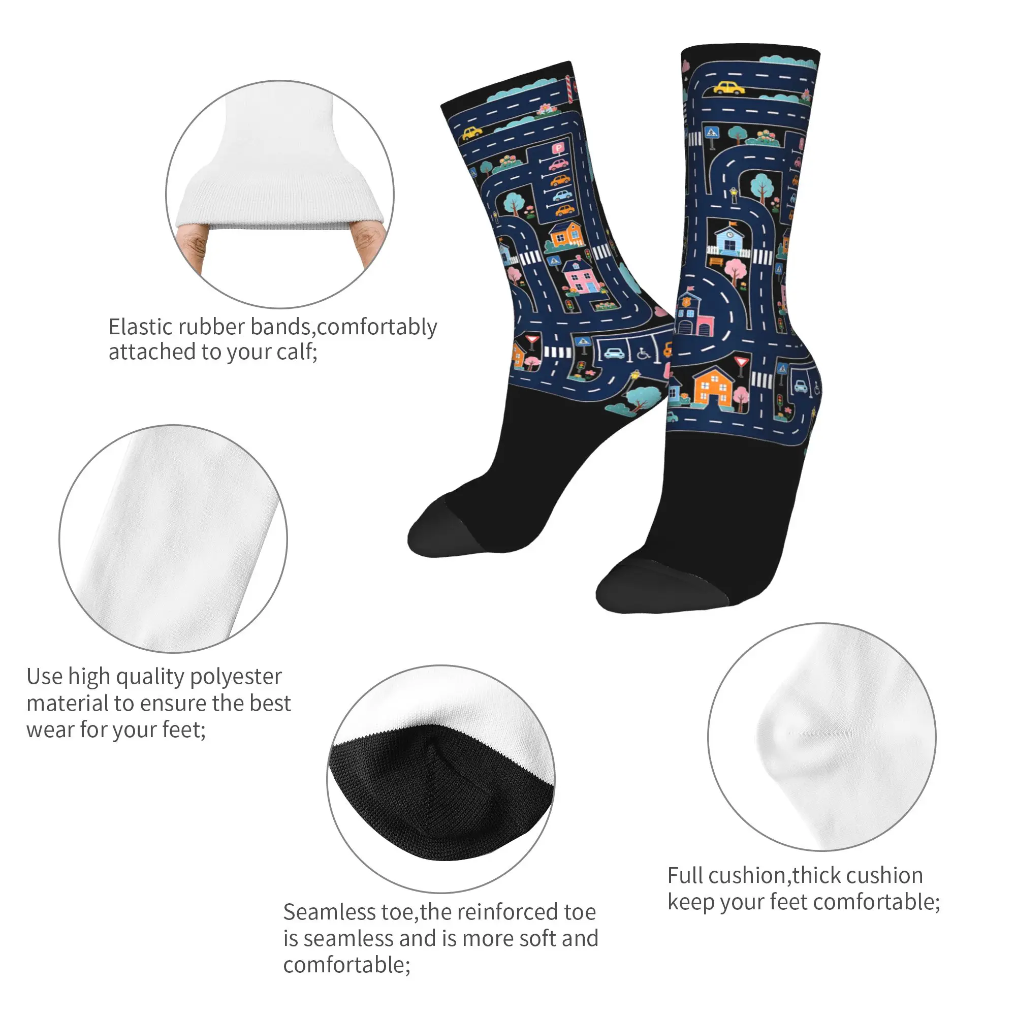 Fashion Male Men Socks Harajuku Tired Dads Club Car Race Track On Dad Sock Polyester  High Quality Women Stockings Spring Summer
