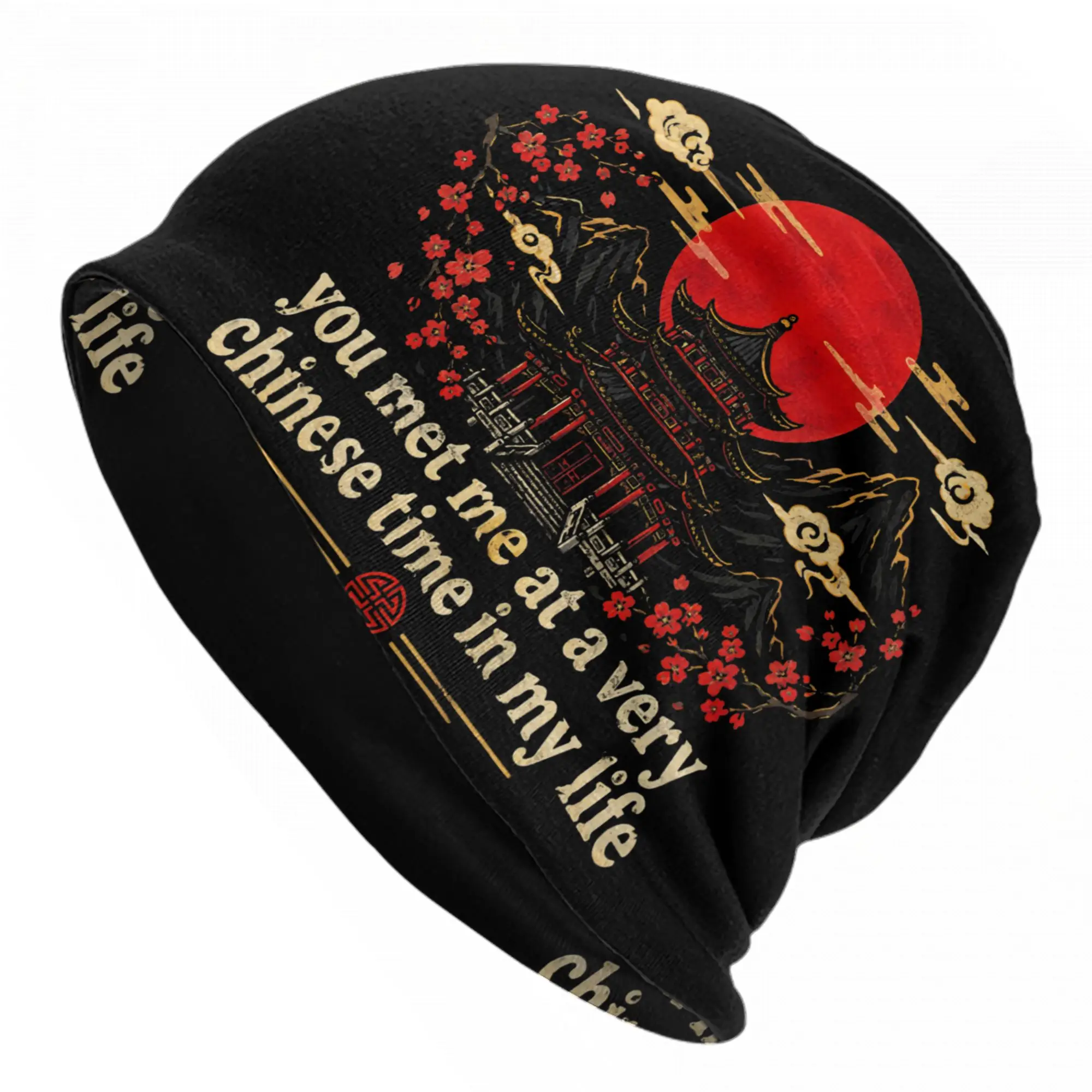 You Met Me At A Very Chinese Time In My Life Cap  Vintage Outdoor Skullies Beanies Hat Spring Warm Head Wrap Bonnet Hats