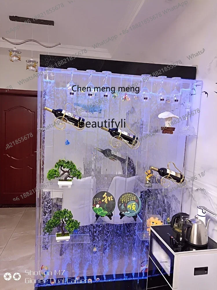 

lhyE1001 ss ss newLarge Bubble Screen Wine Cabinet Water Curtain Wall Hallway Background Partition Decoration Living Room Flow B