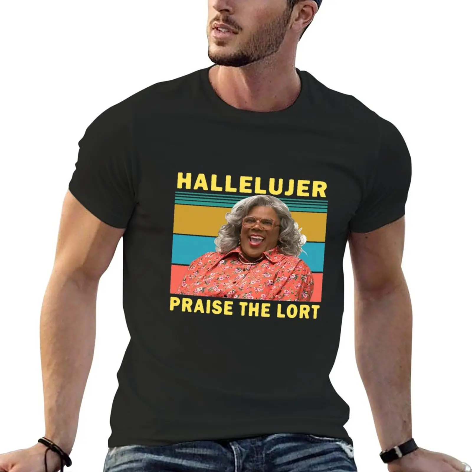 Madea Hallelujer Praise The Lort Vintage T-Shirt Short sleeve tee korean fashion oversizeds Blouse Men's t-shirts