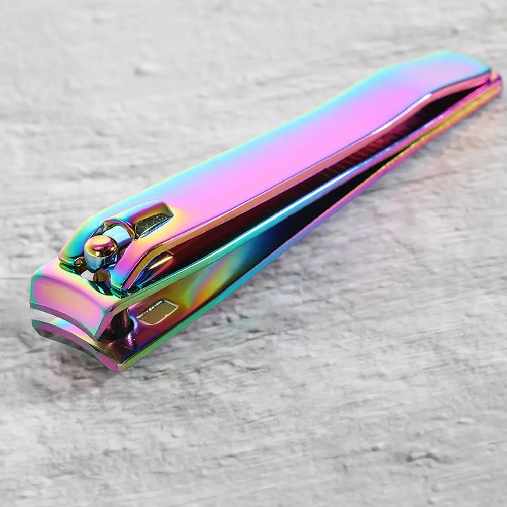 1 szt. Tęczowe obcinaczki do paznokci Tytanowe obcinaczki do paznokci Stal nierdzewna Ostre obcinaczki do paznokci u stóp Płaskie narzędzia do przycinania paznokci