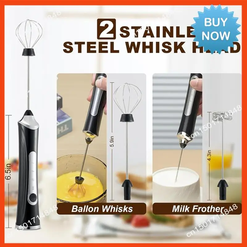 Montalatte elettrico portatile BISM con 2 teste, frullatore per schiuma con frusta per caffè con USB ricaricabile a 3 velocità, frullatore per schiuma A