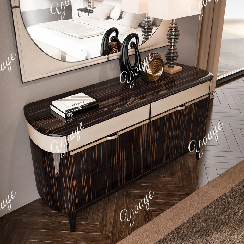 

Итальянский светлый роскошный сервант, минималистское хранилище для спальни, современная вилла с лакированным ящиком из черного дерева, комод для гостиной