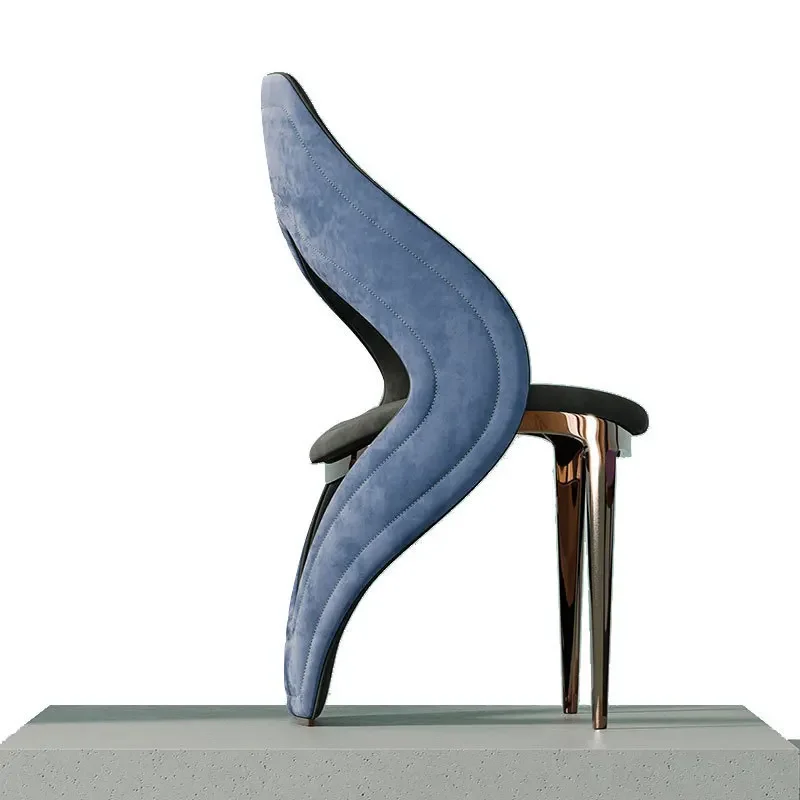 

High-end light luxury, modern and simple dining chair, single chair, shaped backrest