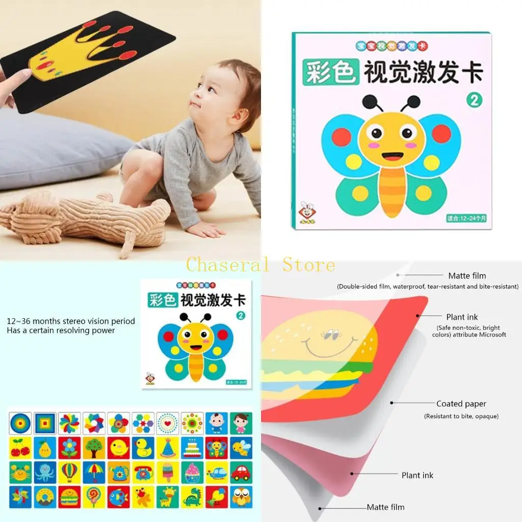 E7CE Black White Flash Cards Colorful High Contrast Card Educational Interactive Game Early Development