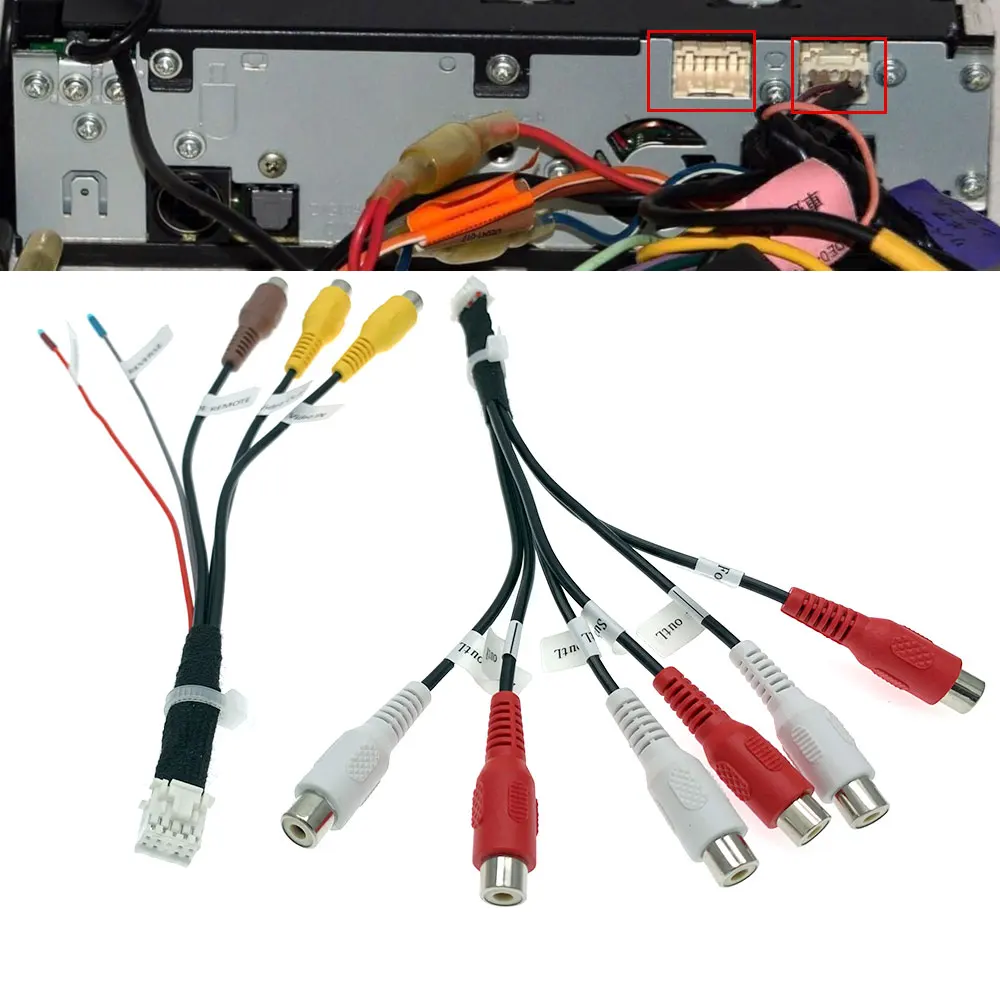 Cable de Audio y Video para Radio de Coche de 10/12 Pines, Entrada/Salida de Video, Subwoofer, Salida Trasera/Delantera, RCA L-R para JVC KD-NX5000 KDNX5000