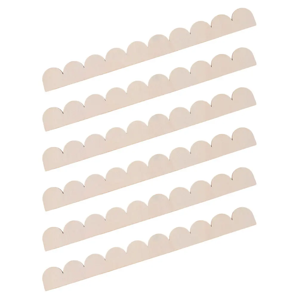 

6pcs Unfinished Wooden Trim: Scalloped Edge Diy Decorative Moulding For Cabinet Wall Shelf Door Frame Indoor Craft Projects