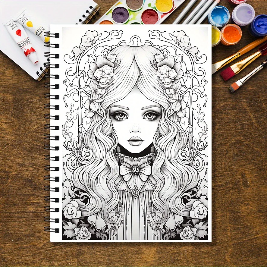 Coloring Book - 8.3x 11.2 inches 32 pages Temperament Girls Coloring Book - Can Relax, Relieve Stress, Holiday Party Gift, Back
