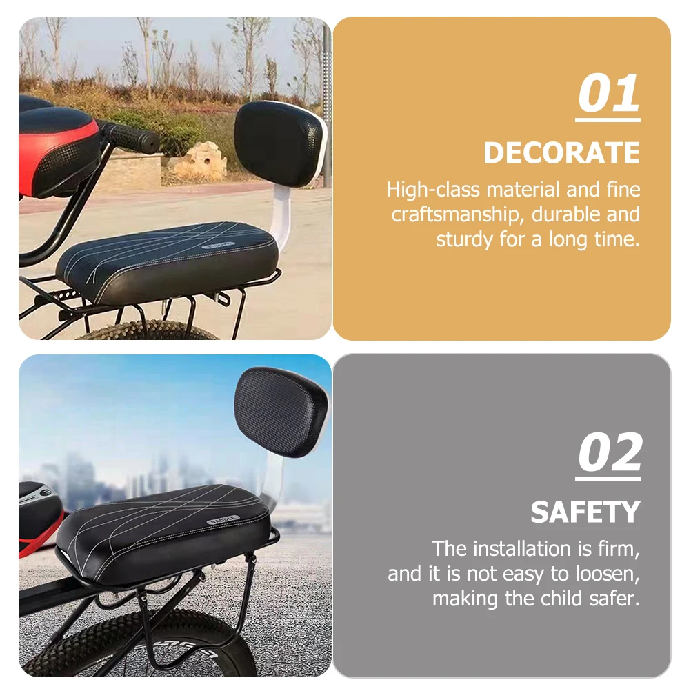 

1pc Bicycle Back Seat Saddle Comfortable Cushion Padded Rear Cover Wear Resistant Safe Bike Accessories Black Seat