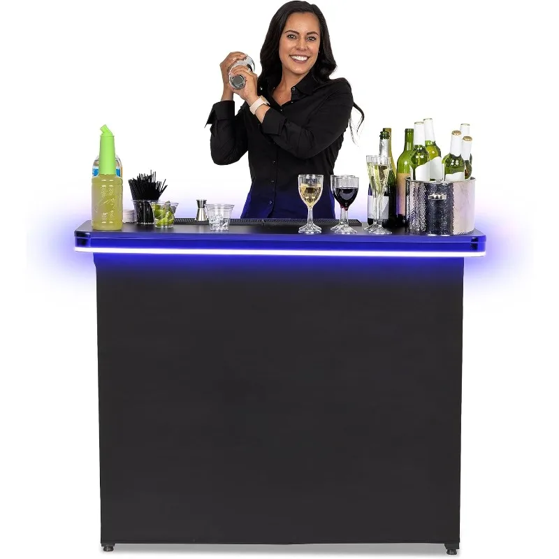 

Commercial Grade Portable Bar Table - Mobile Bartender Station for Events - Includes Black Skirt