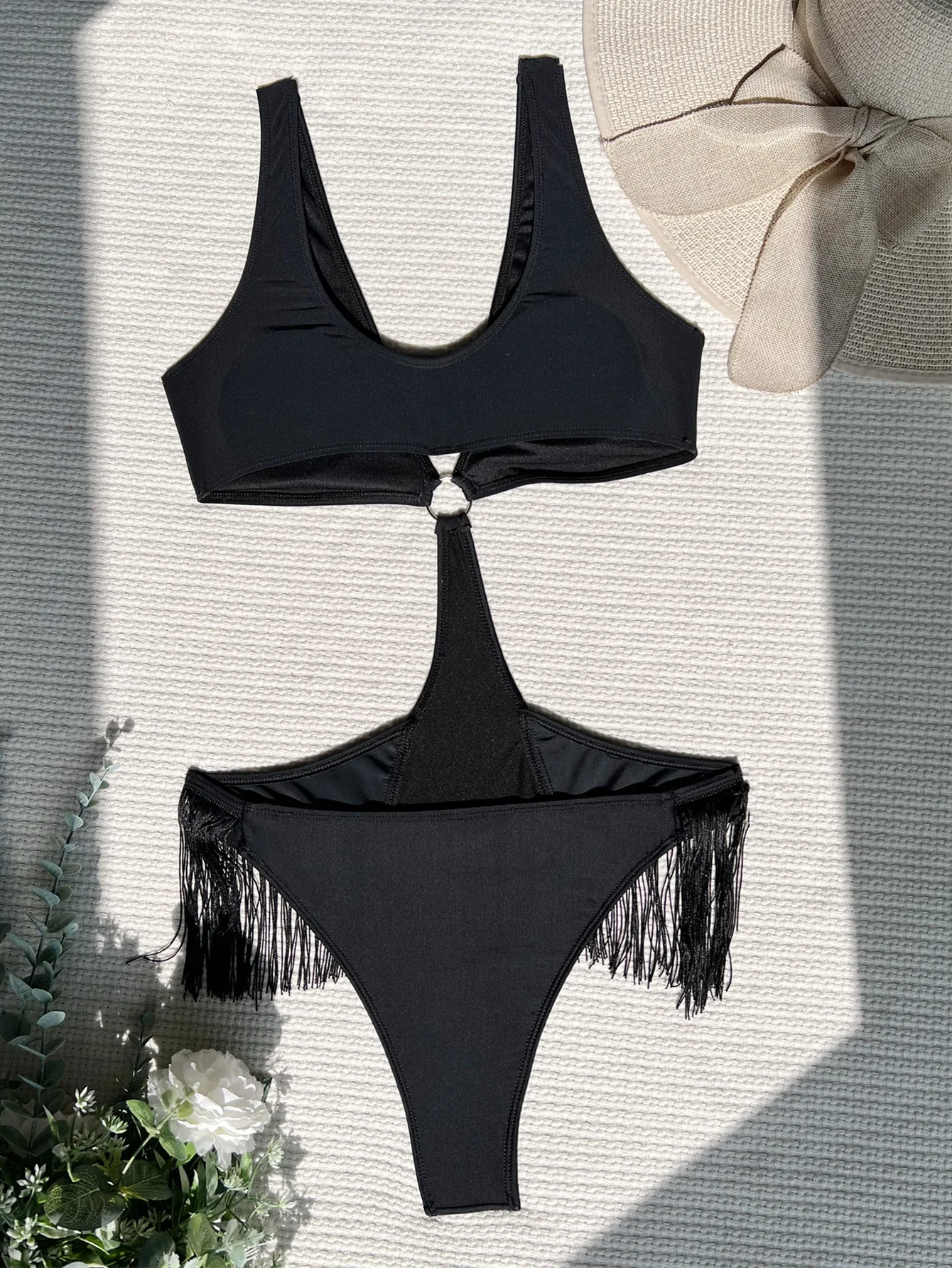 Maillots de bain pour femmes 2024 femmes Bikini couleur unie maillot de bain dos nu Sexy une pièce gland printemps chaud maillots de bain S-L