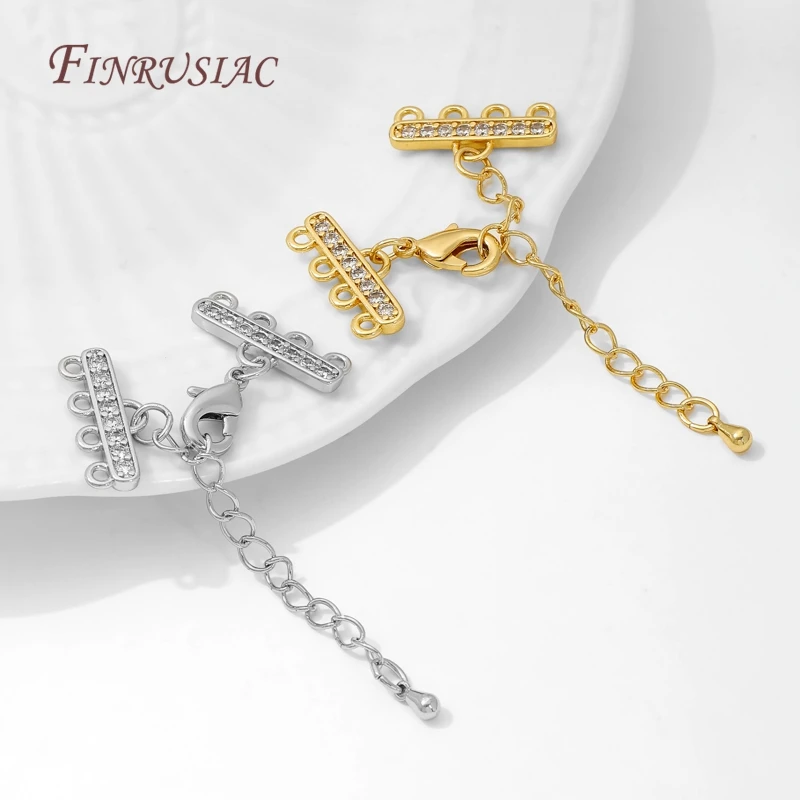 18K Gold Plated Brass Chains Extender For Jewellery,DIY 2-5 Rows Pearl Necklaces Making Accessories,Chain Connector For Jewelry image 4