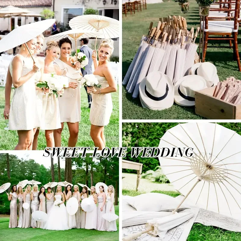 

White Paper Umbrellas For Wedding Parasol Lightweight Portable Bridal Party Outdoor Event Photography Decoration Chinese