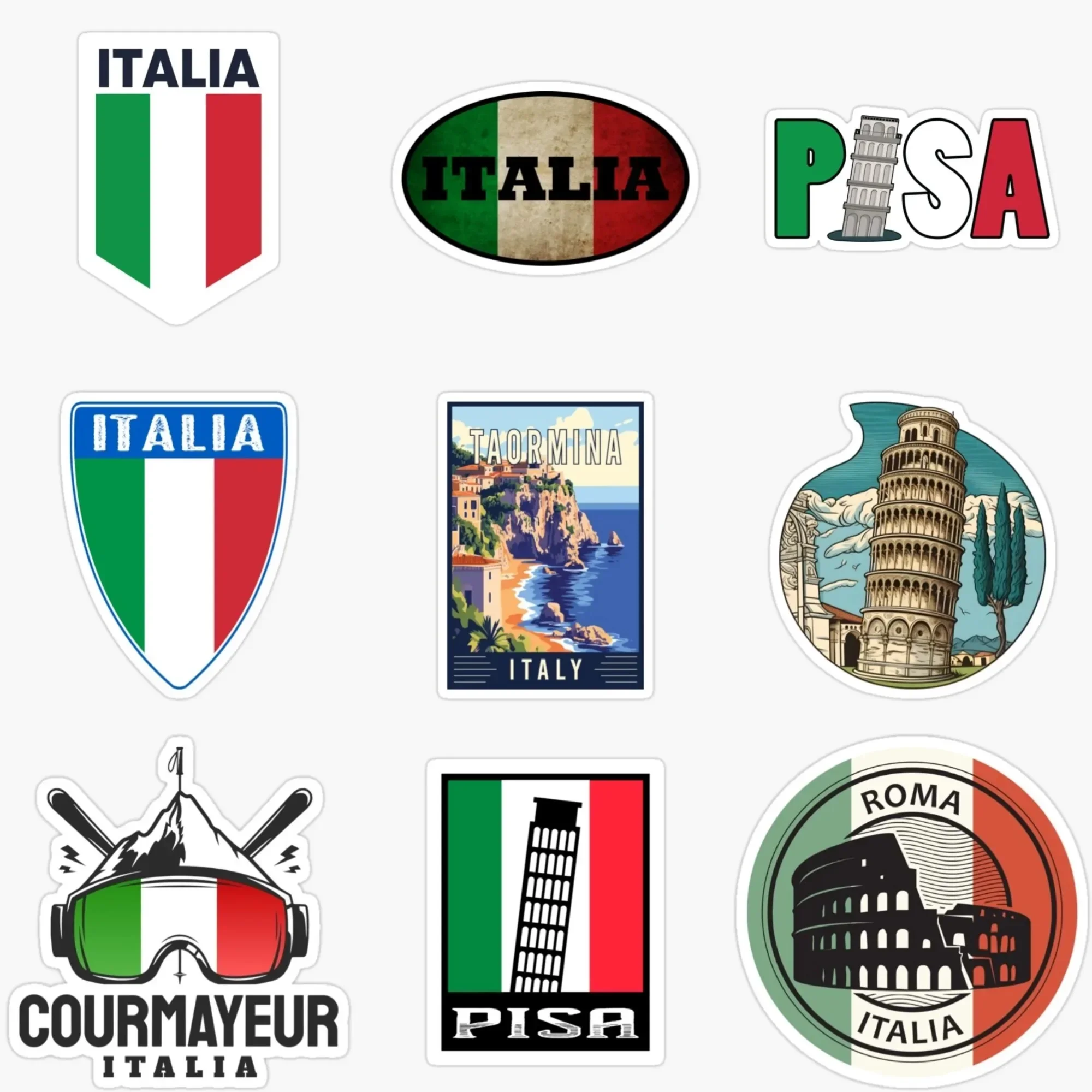 

Italy Pisa Rome Flag Map Scenery Emblem Creative PVC Sticker for Decorate Car Van Motorcycle Fridge Window Wall Decal Accessorie