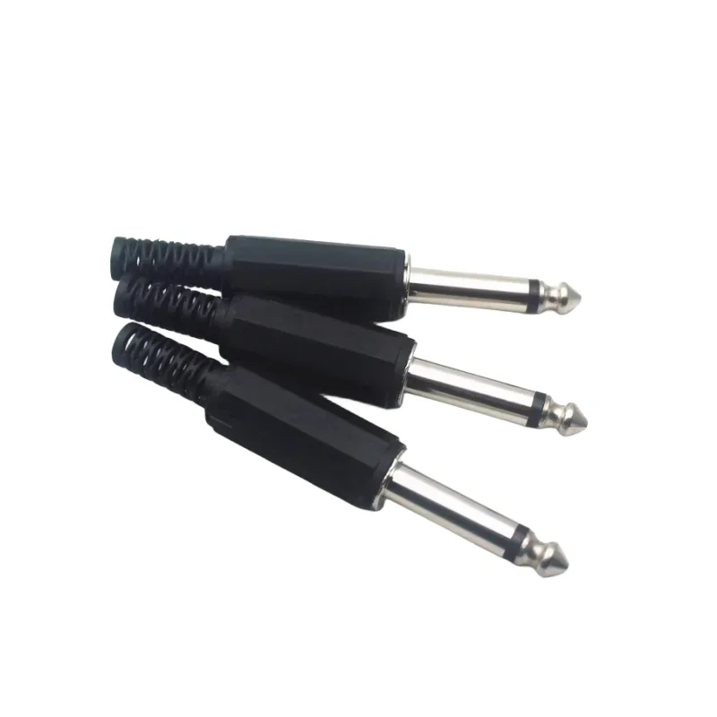 10pcs/lot 6.35mm Microphone Console Audio Plug Male Trs 1/4 Inches Mono Jack Audio Plug Connector Jack Adapter