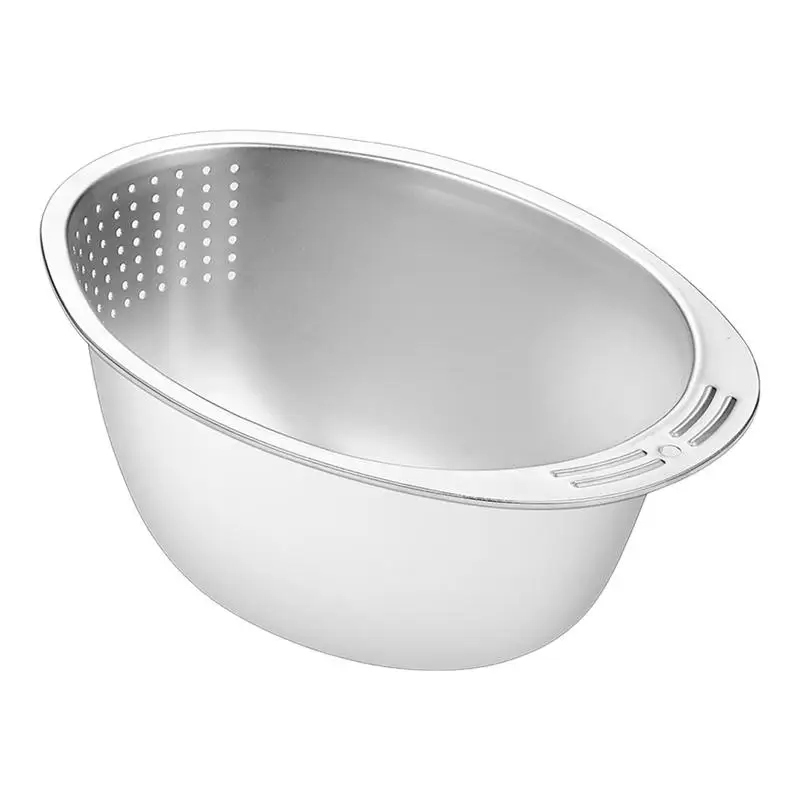 

Rice Wash Drain Basket Stainless Steel Rice Wash Bowl Diagonal Bottom Design Rice Drain Basket For Grains Fruits Pasta And