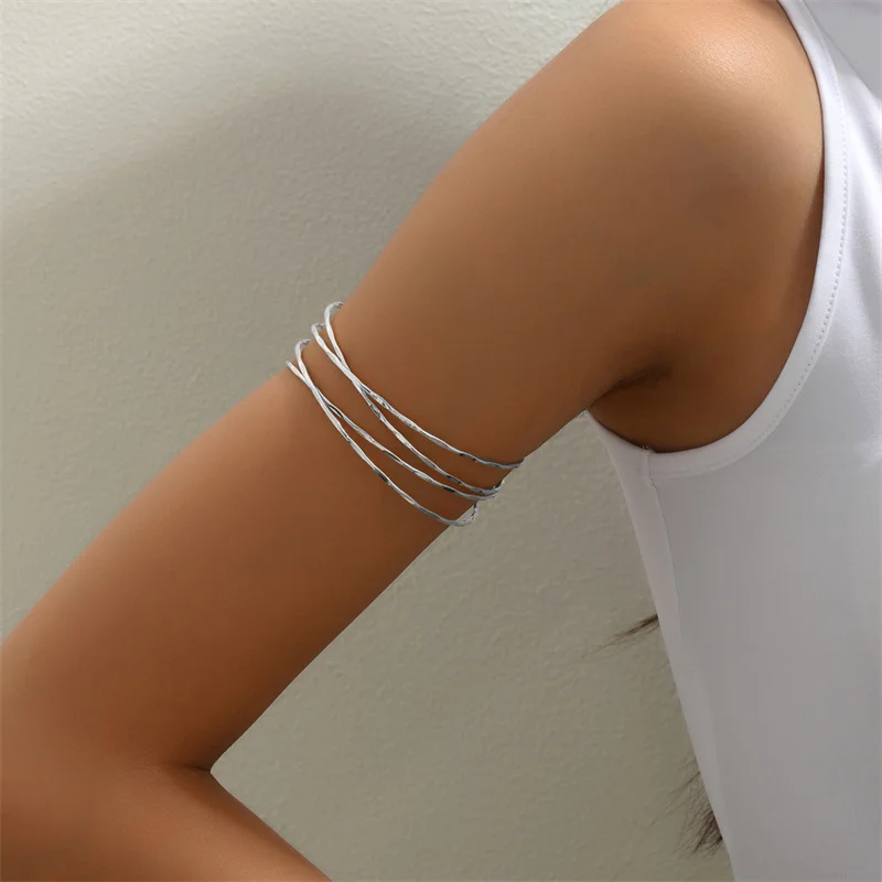 Multilayer Gold Color Cuff Bracelet For Women Punk Style Metal Bracelet Minist Design Ins Daily Wear Party Jewelry