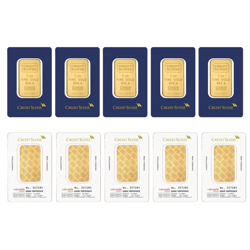 

1~20pcs 1oz Credit Suisse Gold Bar 24K Gold Plated Brass Gold Bullion with An Independent Serial Numbers Gold Bars Collection