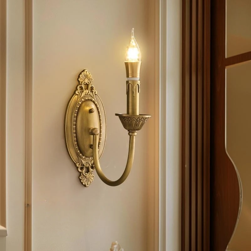 Copper Wall Lamp Living Room Study Bedroom Wall Light Luxury Retro Candlestick Lighting Lamps Interior Decoration Items Lights